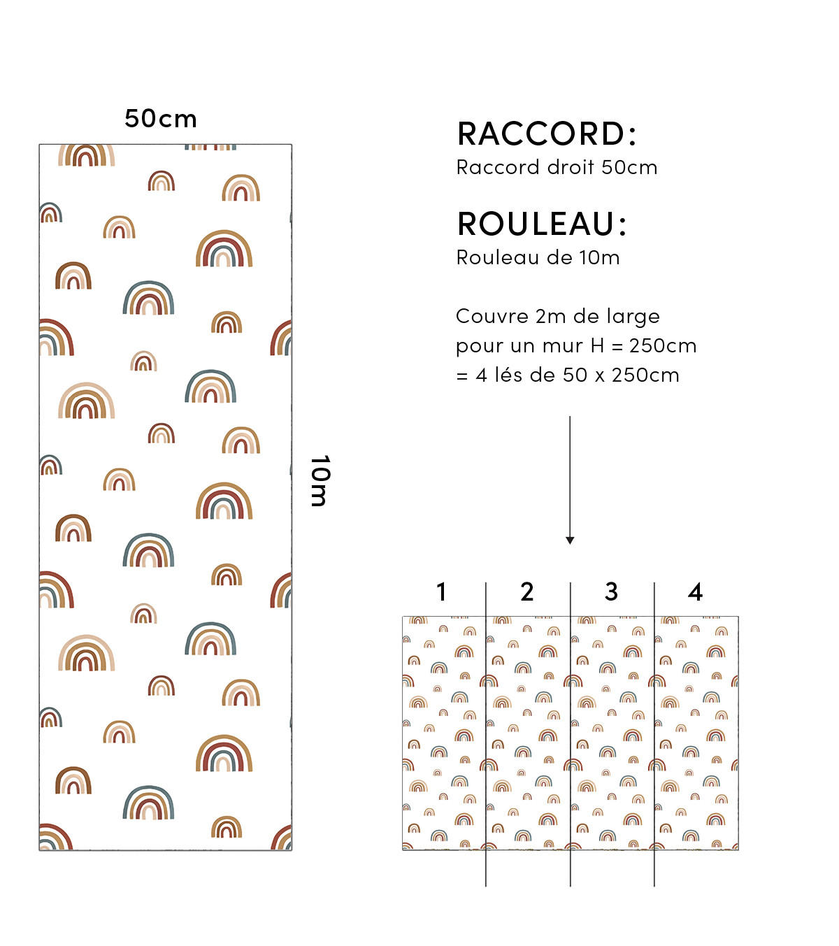 VLIESTAPETE Regenbogen 50 cm x 10 m, braun - Multicolor, Papier (50/1000cm) - Lilipinso