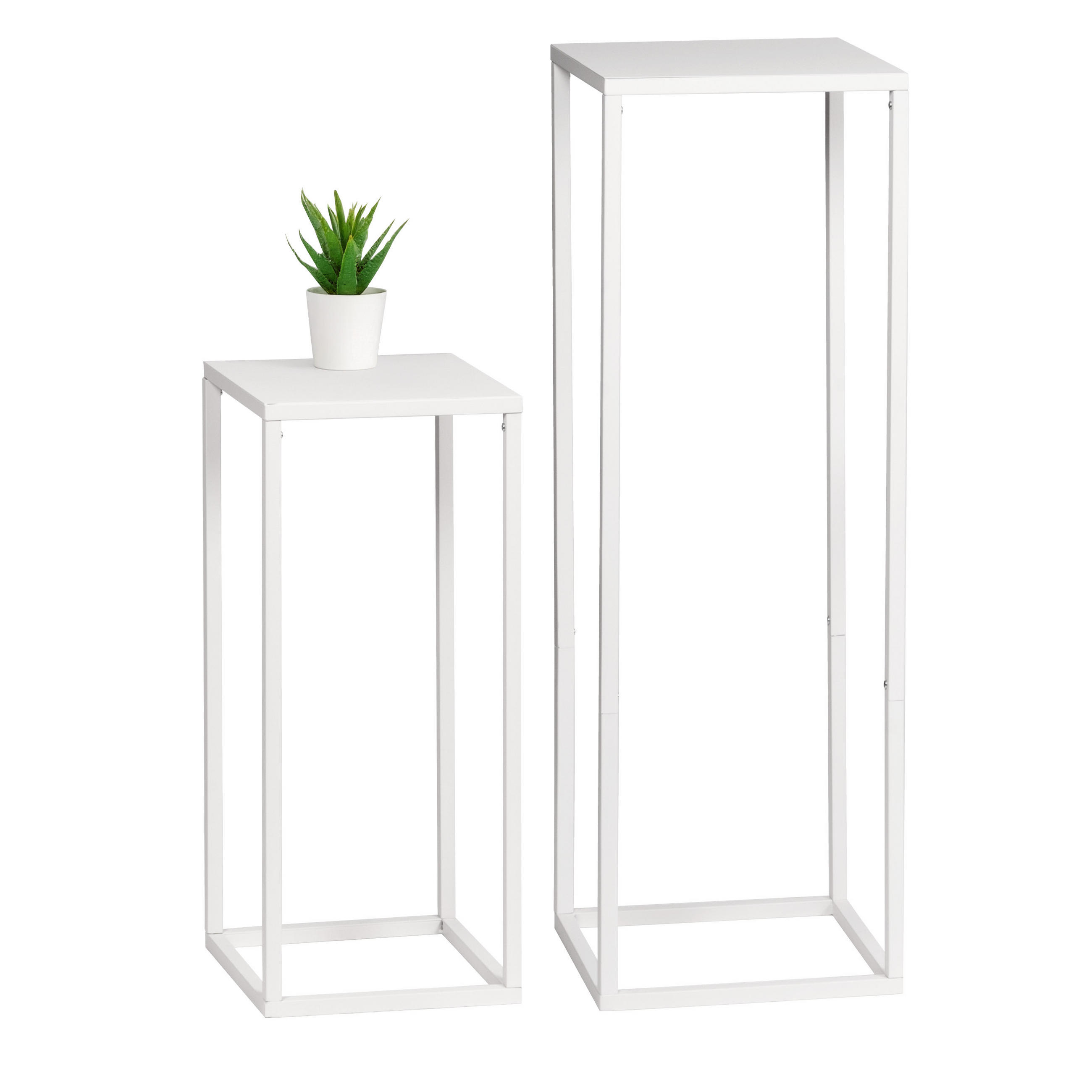 BLUMENHOCKER (2er Set), Metall, weiß - Weiß, Metall (30/30/90cm) - bremermann