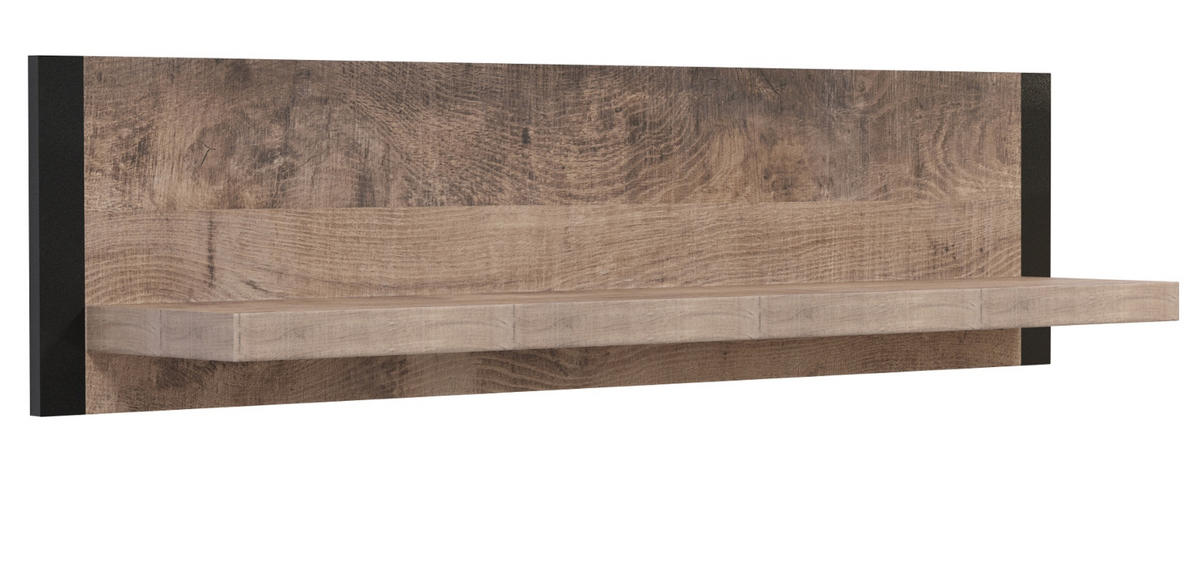 WANDBOARD Eiche Tabak, schwarz, Bücherregal 110 cm hängend - Eichefarben/Schwarz, Holzwerkstoff (110/28/23cm) - Top.Furn