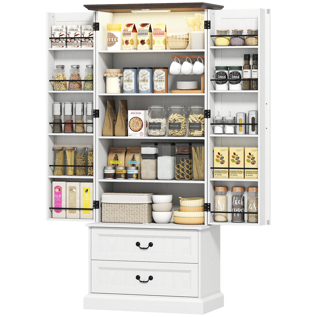 MEHRZWECKSCHRANK DE-11241 LED mit Sensor & verstellbaren Böden Weiß - Weiß, Holzwerkstoff (39.5/183/76cm) - ComfortXL