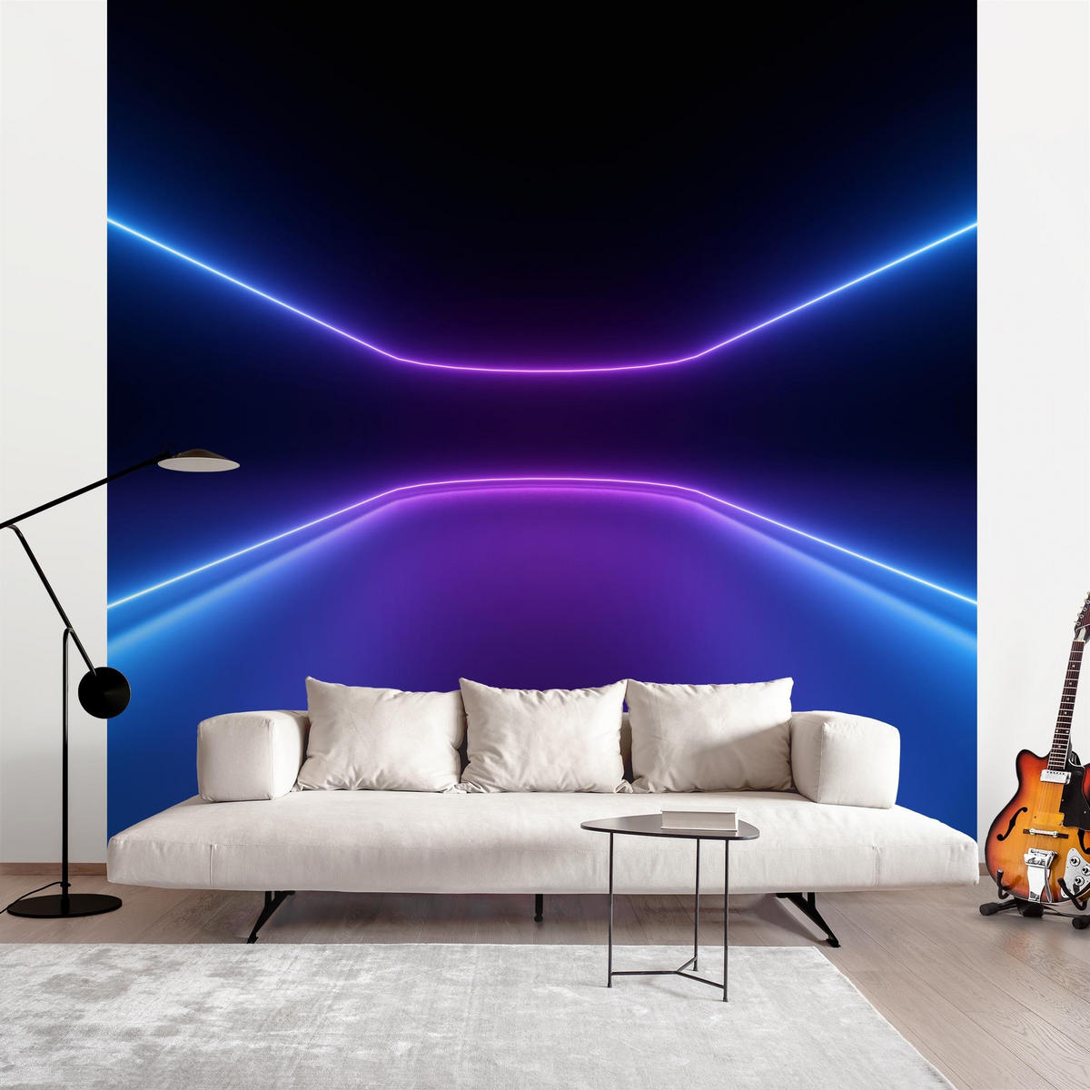 FOTOTAPETE Neonlichter 240/240 cm - Violett, Papier (240/240cm) - Bilderwelten