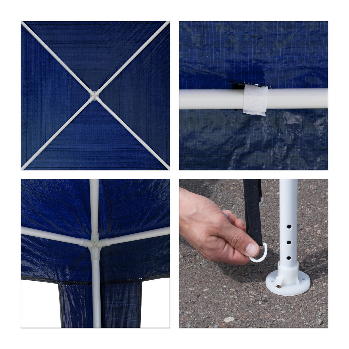 PAVILLON Zelt - Dunkelblau, Kunststoff/Metall (300/250/300cm) - Relaxdays