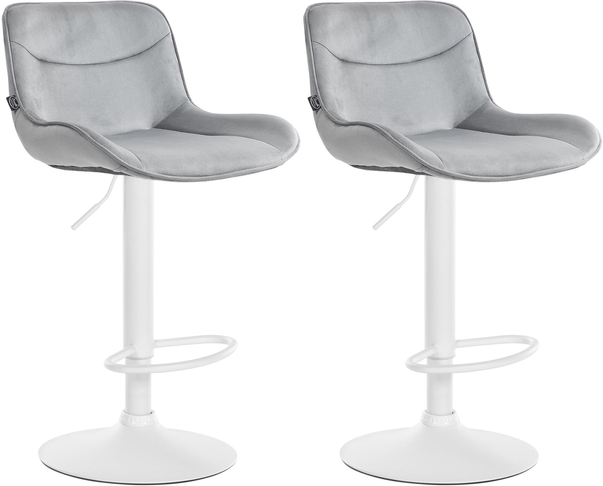 BARHOCKER 2er Set Samt grau - Weiß/Grau, Textil/Metall (49/85/51cm) - CLP