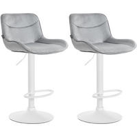 BARHOCKER 2er Set Samt grau - Weiß/Grau, Textil/Metall (49/85/51cm) - CLP