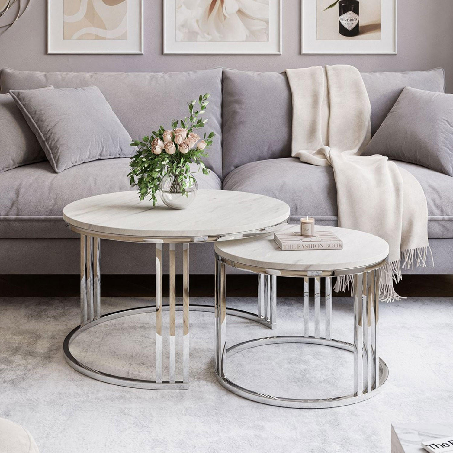 COUCHTISCH 2 in 1 LORI LEVANTO verchromt silber - Silberfarben, Holzwerkstoff (70/70/49cm) - Lookway