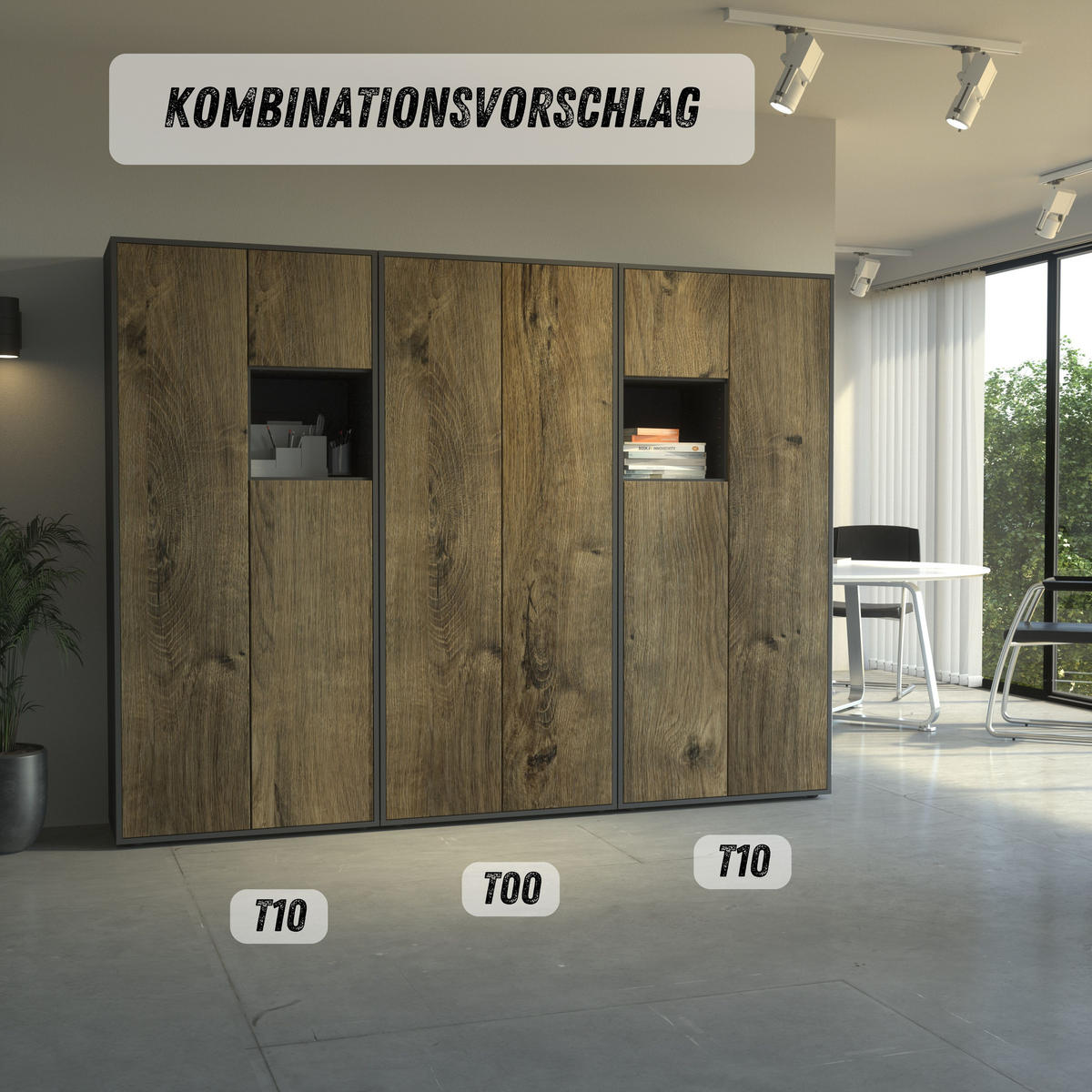 AKTENSCHRANK Amira T10 Eiche Ribbeck 180/80/40 cm - Alteiche, Holzwerkstoff (80/180/40cm) - SIMPLYFURN