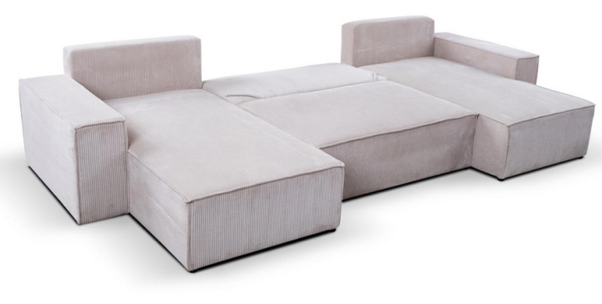 ECKSOFA Beige AGA Sztruksowy Typ U - Beige, Textil (370/181cm) - Sepro Meble