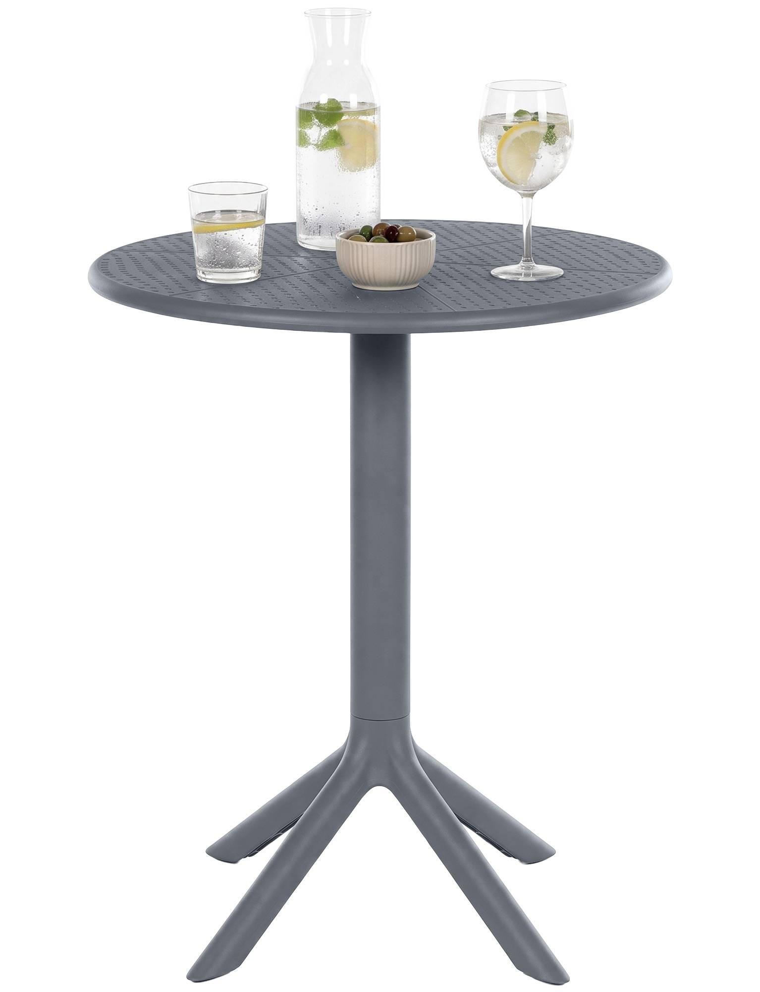 GARTENTISCH rund Kunststoff anthrazit - Anthrazit, Kunststoff (60/60/76cm) - CLP