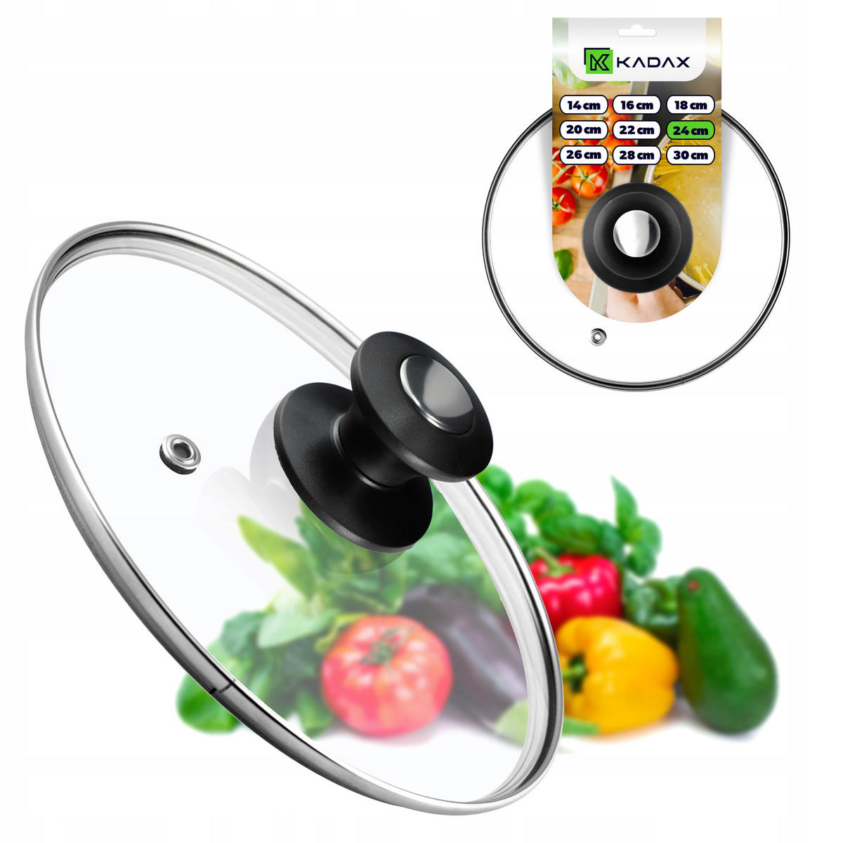 DECKEL mit Griff, 24 cm, 1 Stück - Transparent, Glas/Kunststoff (244cm) - KADAX