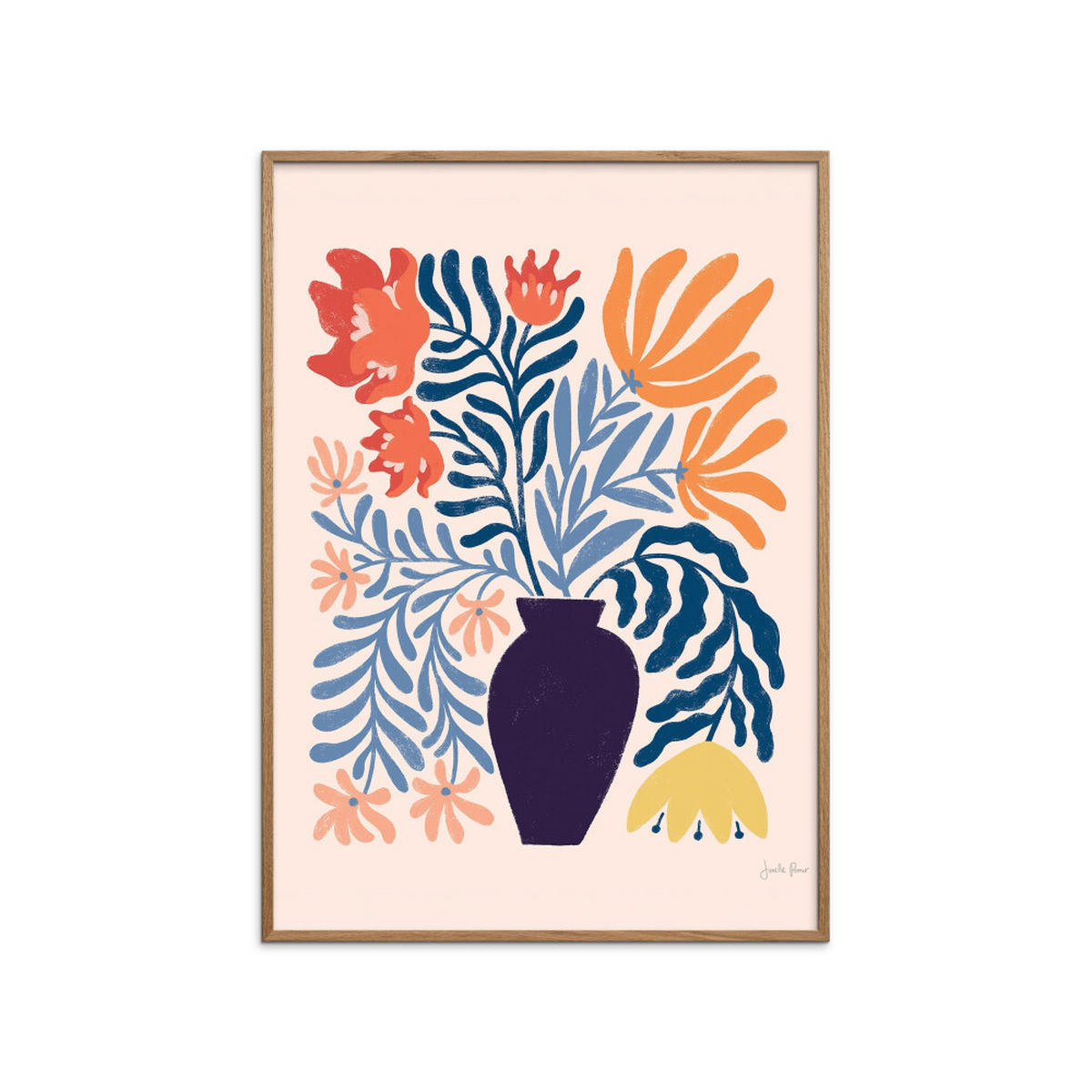 POSTER mit Rahmen Wild Apple - Floral No. 2 - Eichefarben/Multicolor, Holz/Papier (50/70cm) - Poster&Frame