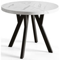 ESSZIMMERTISCH OVO, ausziehbarer Tisch 90 cm bis 190 cm, Farbe: MARMUR, mit Holzbeinen in Farbe Schwarz - Hellgrau/Schwarz, Holzwerkstoff (90/90/77cm) - Alpi-Möbel
