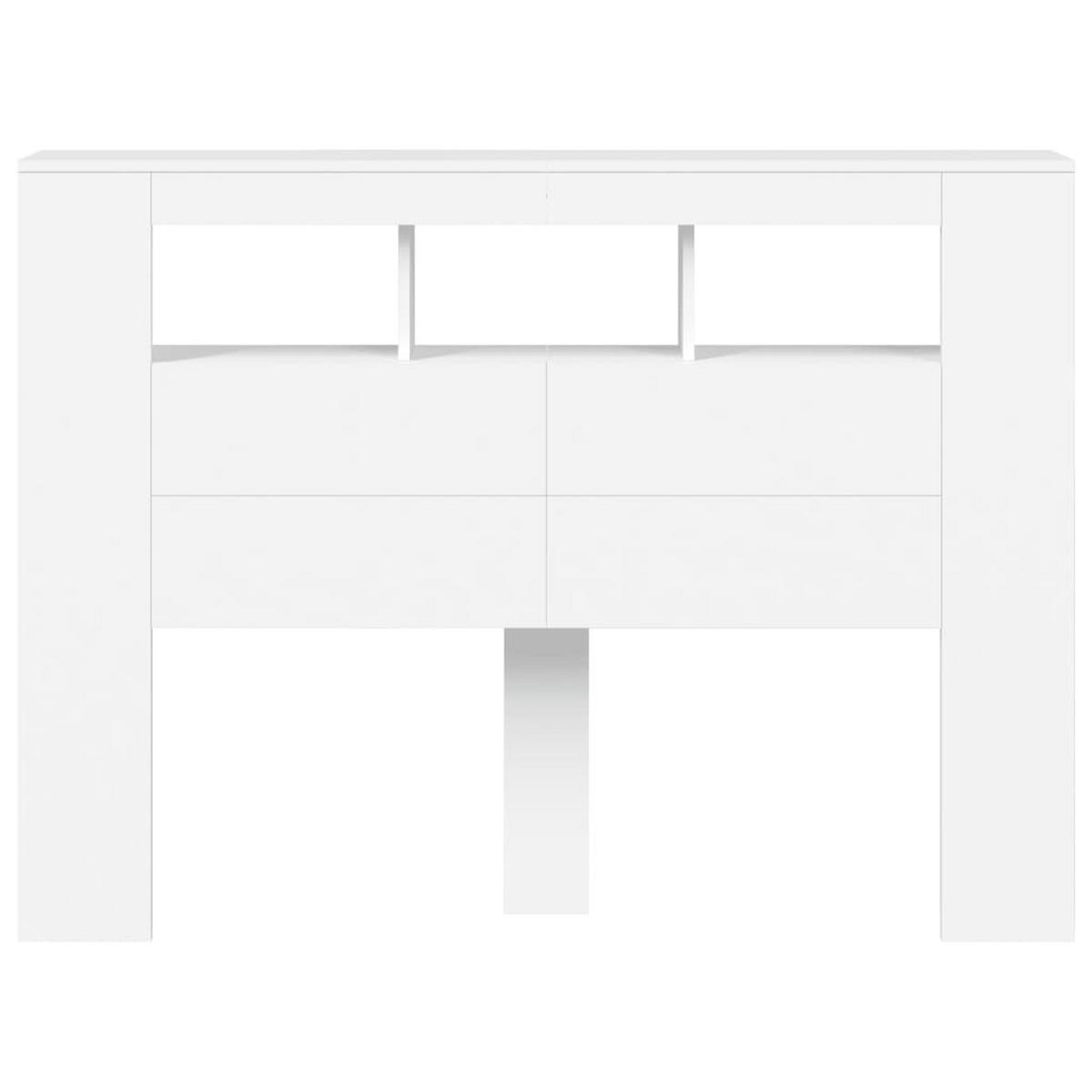 KOPFTEIL mit LED und Ablagen, 140/18,5/103,5 cm, aus Holzwerkstoff, in Weiß - Weiß, Holz (18.5/103.5/140cm) - vidaXL