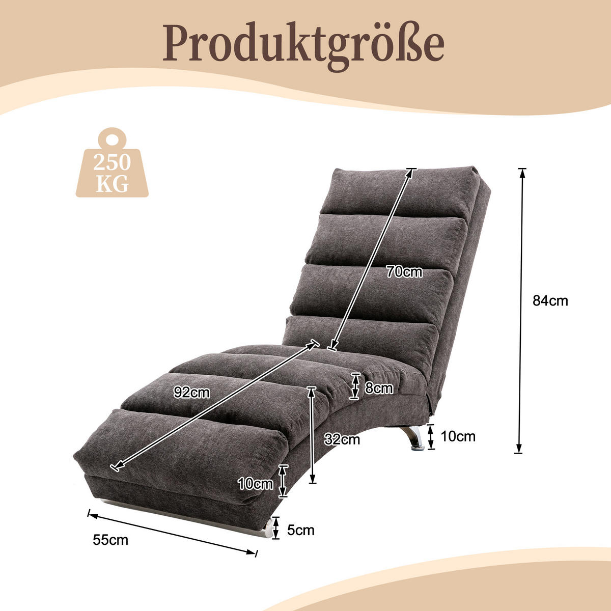 MASAŽNA FOTELJA u tamnosivoj boji s funkcijom vibracije, od lana - srebrne boje/tamno siva, drvni materijal/tekstil (55/84/148cm) - CHICFURN