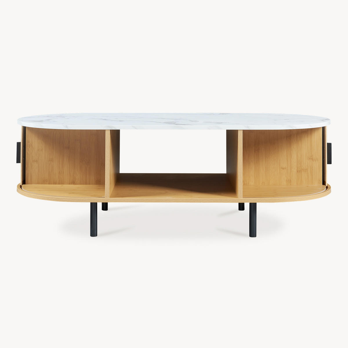 COUCHTISCH Tvedestrand 120/55/40 cm - Weiß/Naturfarben, Holzwerkstoff/Metall (55/120/40cm) - [en.casa]