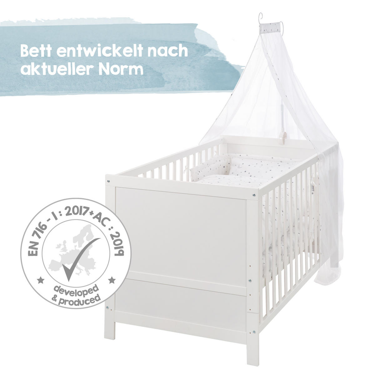 BABYBETT Sternenzauber 70 x 140 cm - Weiß, Holzwerkstoff (70/140cm) - Roba