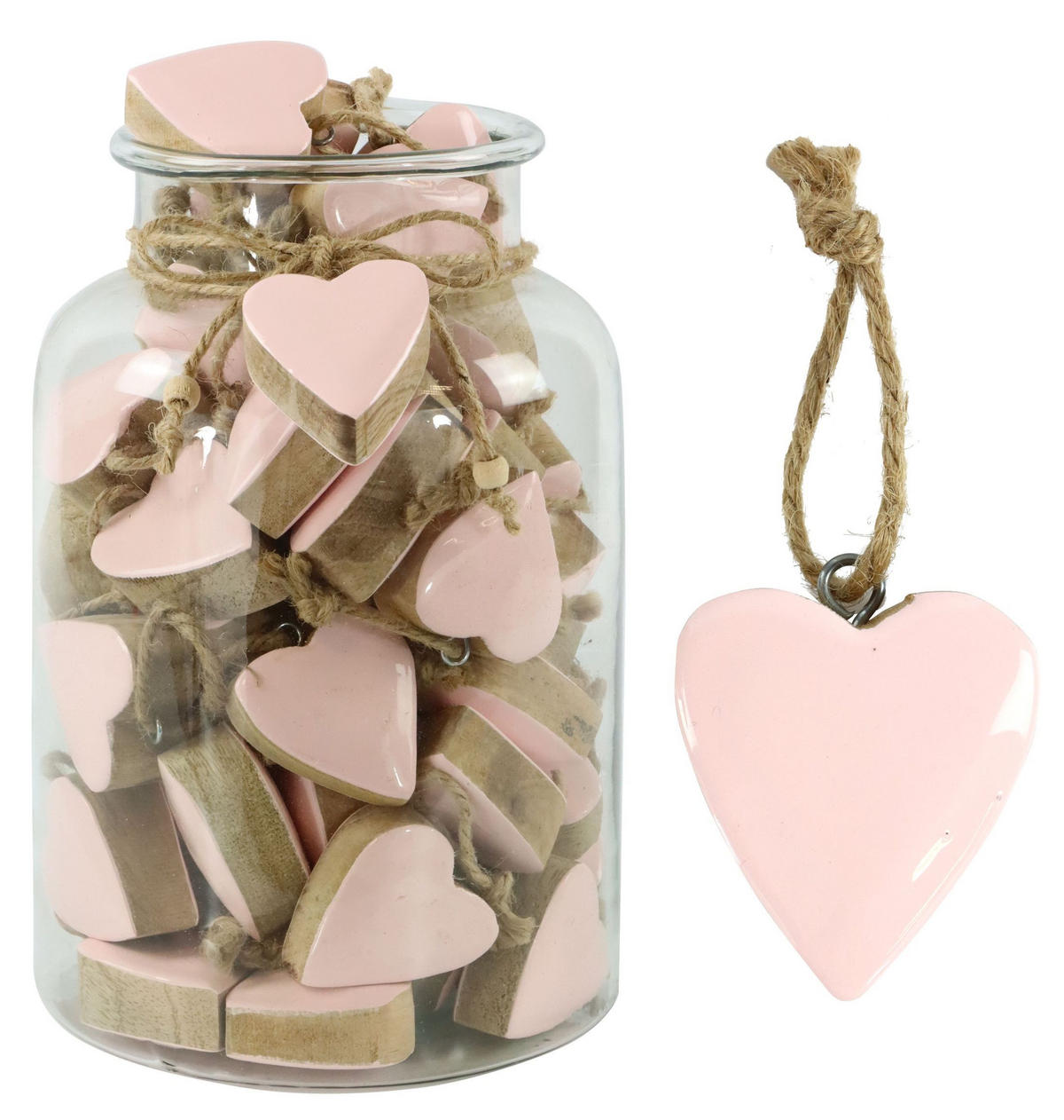 HERZHÄNGER Rosé 61-tlg. - Rosa, Holz (5/6/2cm) - FURNARO