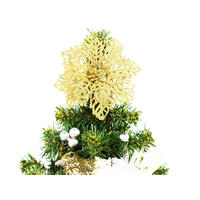 WEIHNACHTSBAUM künstlicher 25 cm, TINY 4, mit 14-teiligem Weihnachtsbaumschmuck, inkl. Metallständer und Aufbewahrungsbox - Champagner/Silberfarben, Kunststoff/Stein (18/25cm) - LAALU
