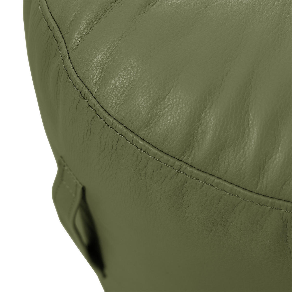 SITZHOCKER - Echtleder - Olivgrün, Leder (43/45/43cm) - home24