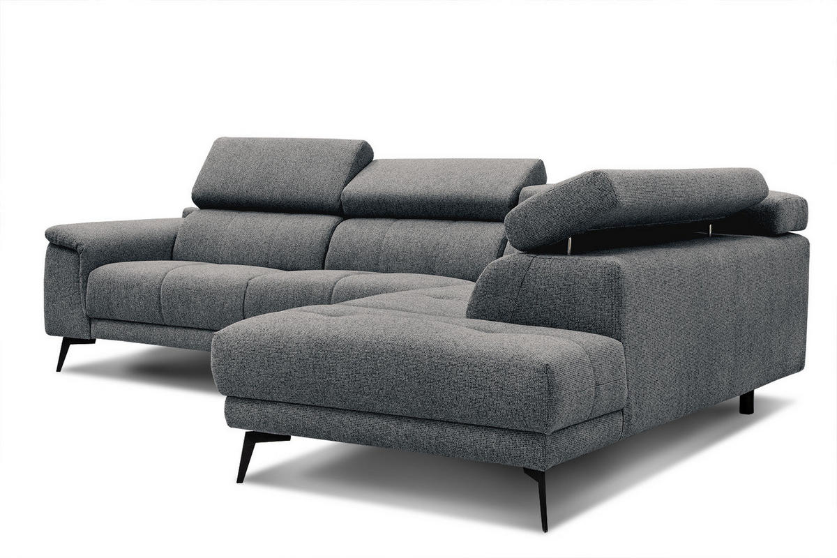 ECKSOFA FIERO 5-Sitzer, dunkelgrau - Dunkelgrau/Schwarz, Holzwerkstoff/Textil (290/228cm) - Courtois Laville