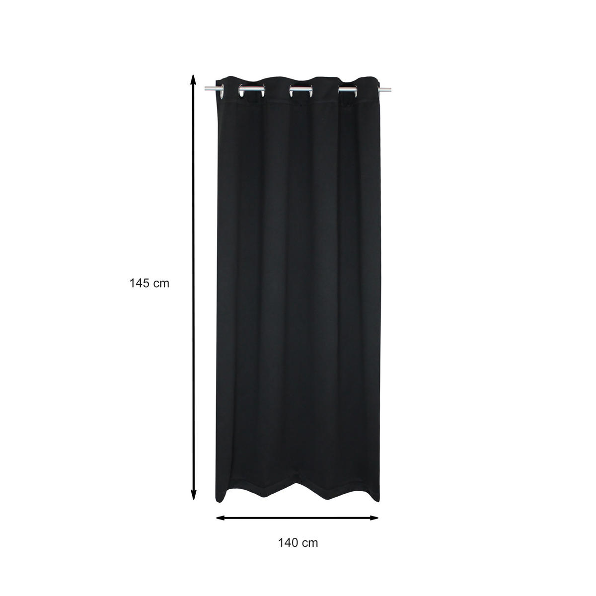 VERDUNKELUNGSVORHANG Ösen 140/145 cm Schwarz - Schwarz, Textil (140/145cm) - TiborTex