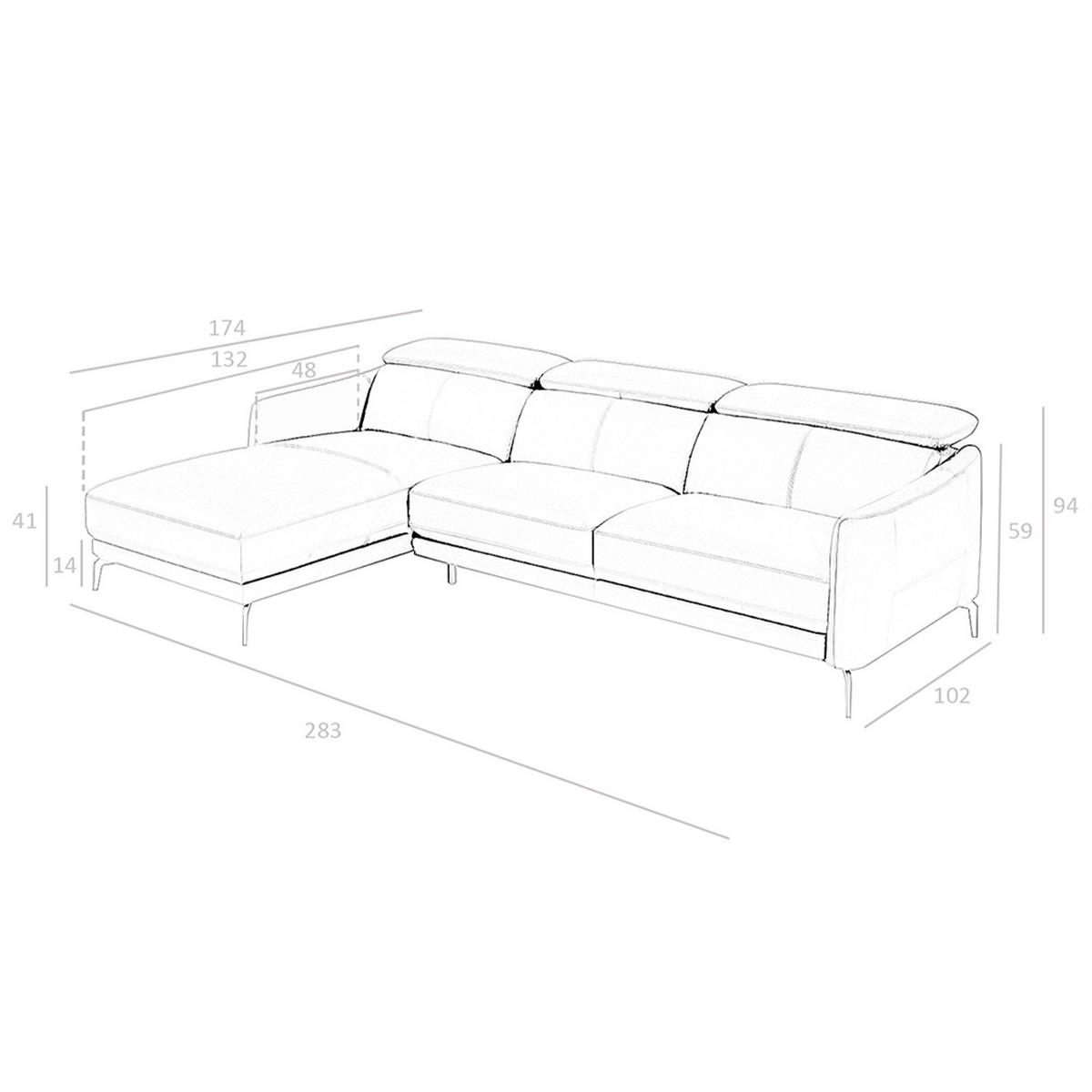 ECKSOFA Schwarz 283/174/94 cm - Schwarz, Leder (283/174cm) - ANGEL CERDA
