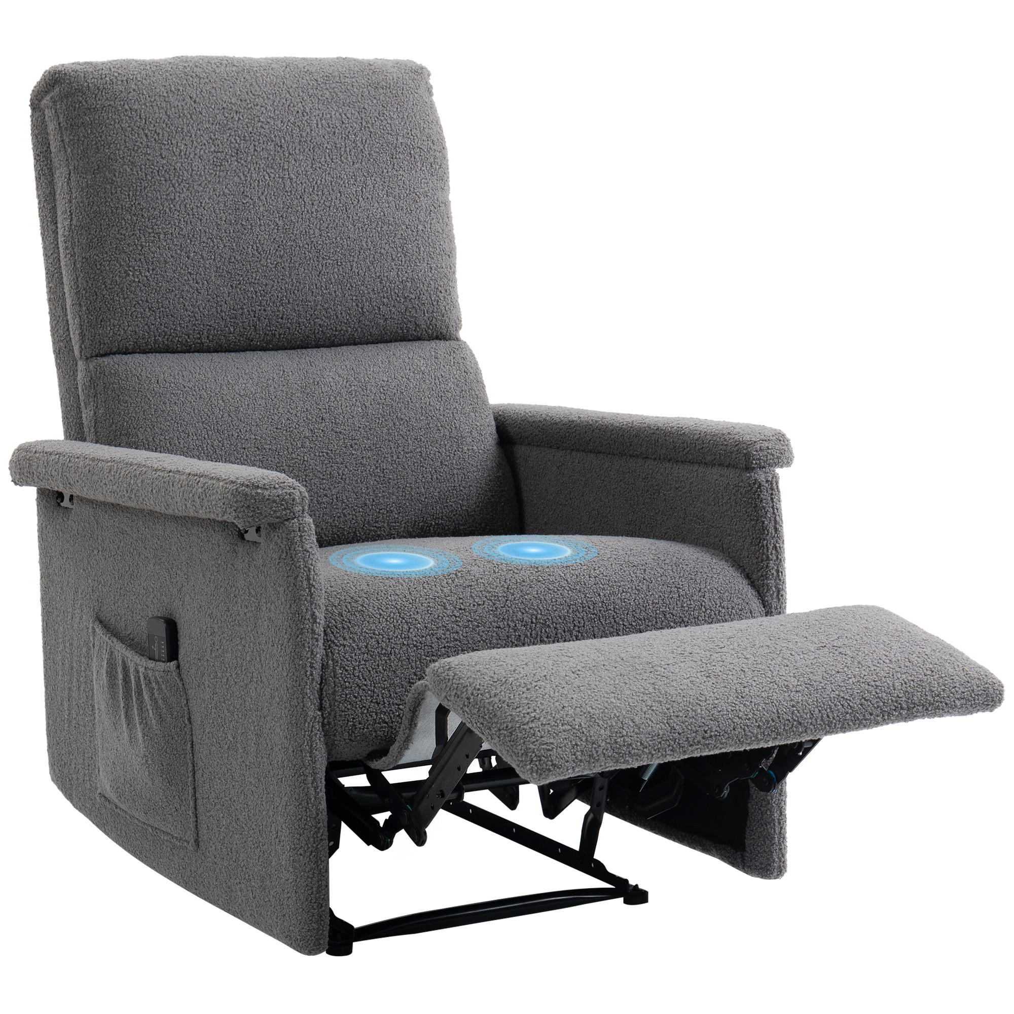 MASSAGESESSEL Grau mit Massagefunktion und Liegefunktion 84/69/99 cm - Hellgrau, Textil (84/99/69cm) - PANGIVO
