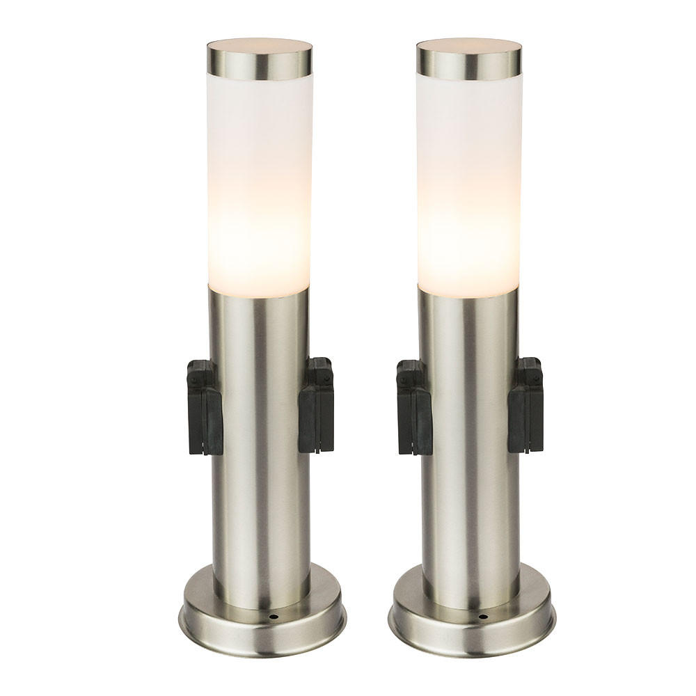 LED STEHLEUCHTE Silber Moderne Außenleuchte 2er Set - Silberfarben, Metall (8/8/45cm) - Globo Lighting