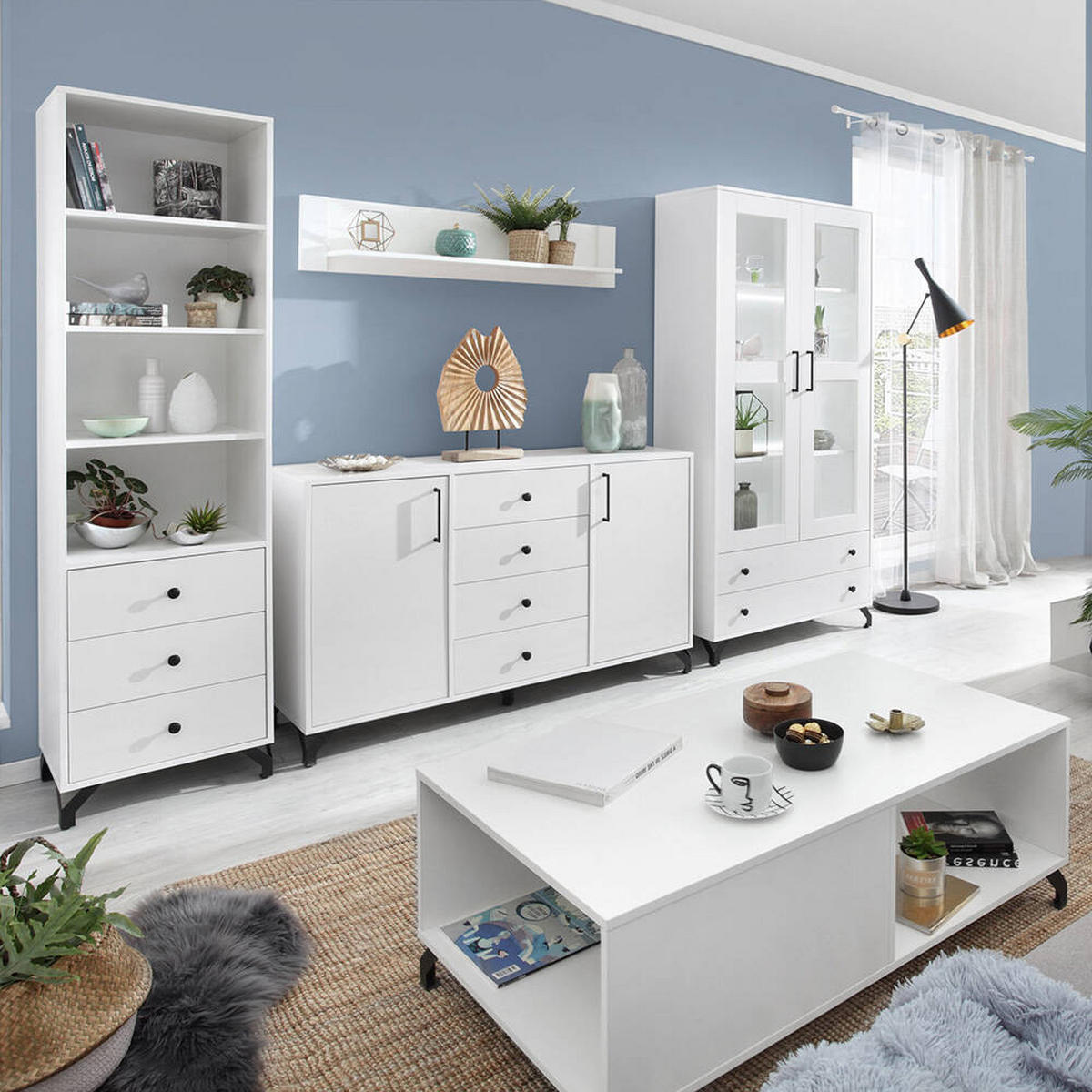 VITRINE – 90 cm – BERGEN System – Weiß - Weiß Hochglanz, Holzwerkstoff (90/190/40cm) - hi-markt