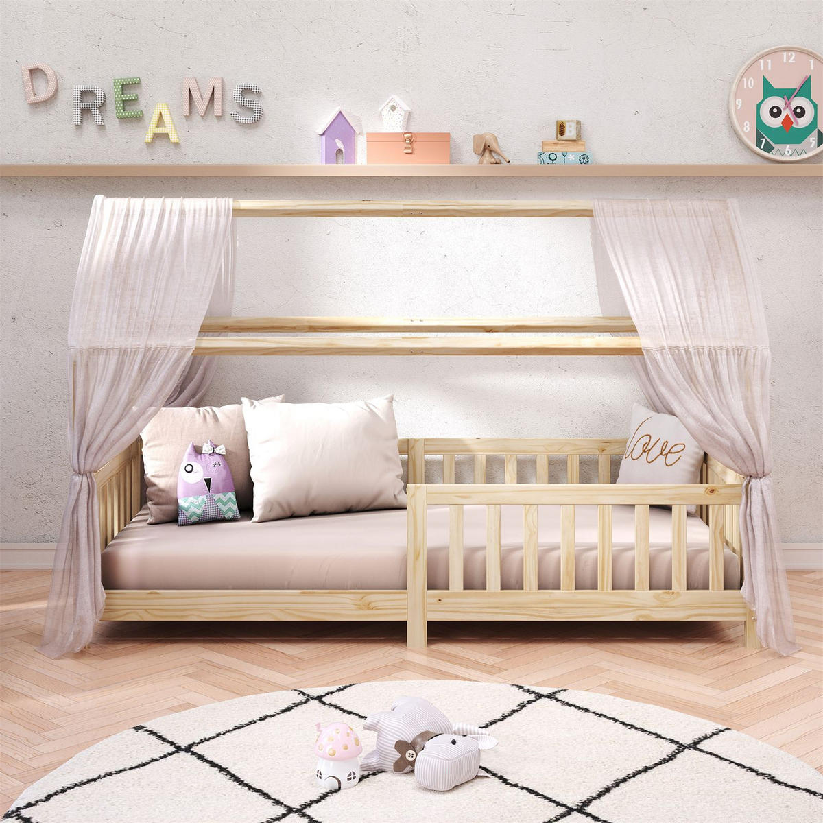 HAUSBETT NINA 90X200 CM - Naturfarben, Holz (96/135/206cm) - IDIMEX