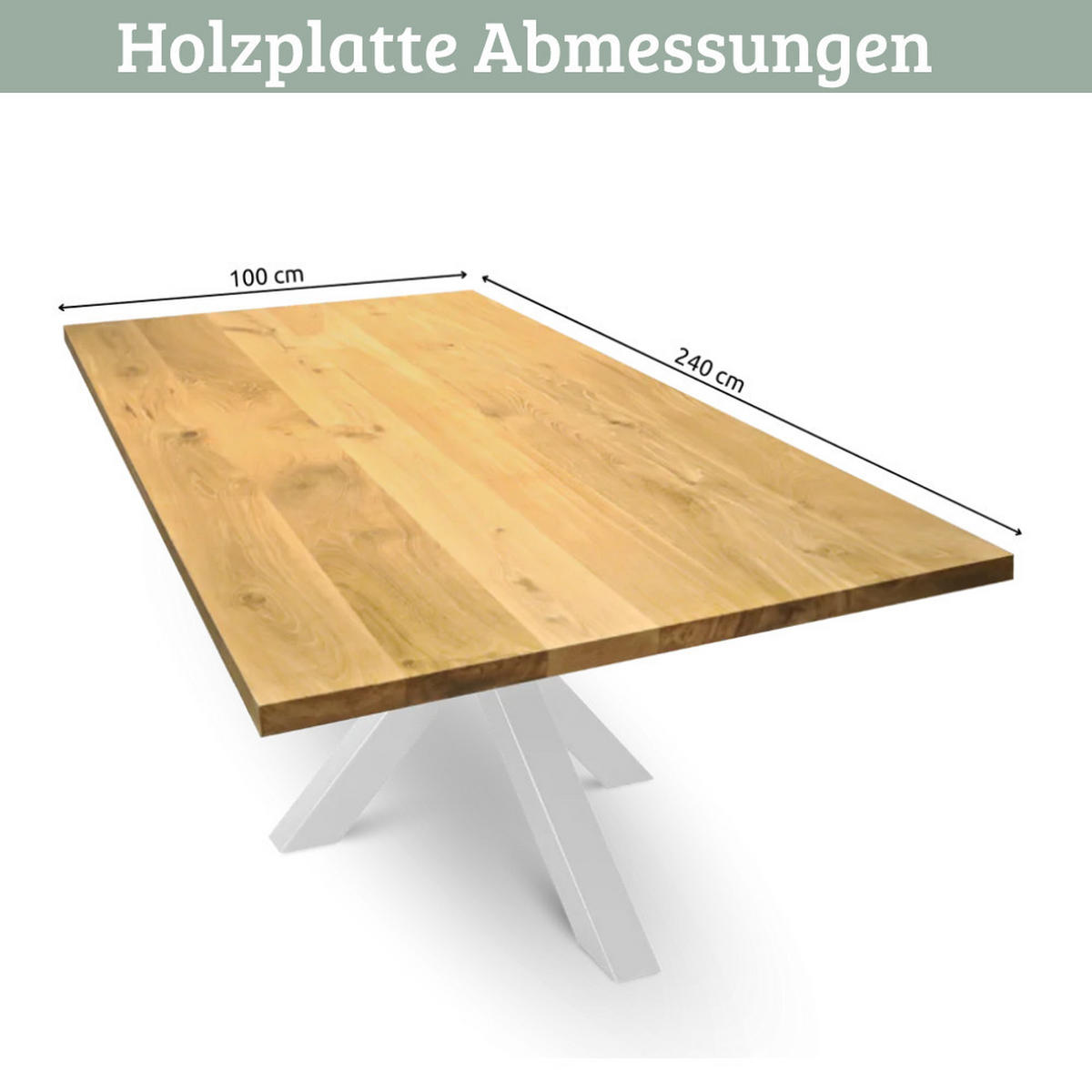 MASSIVHOLZPLATTE Eiche ERIK 240x100 cm Tischplatte rechteckig - Braun, Holz (240/100/4cm) - DELUKE