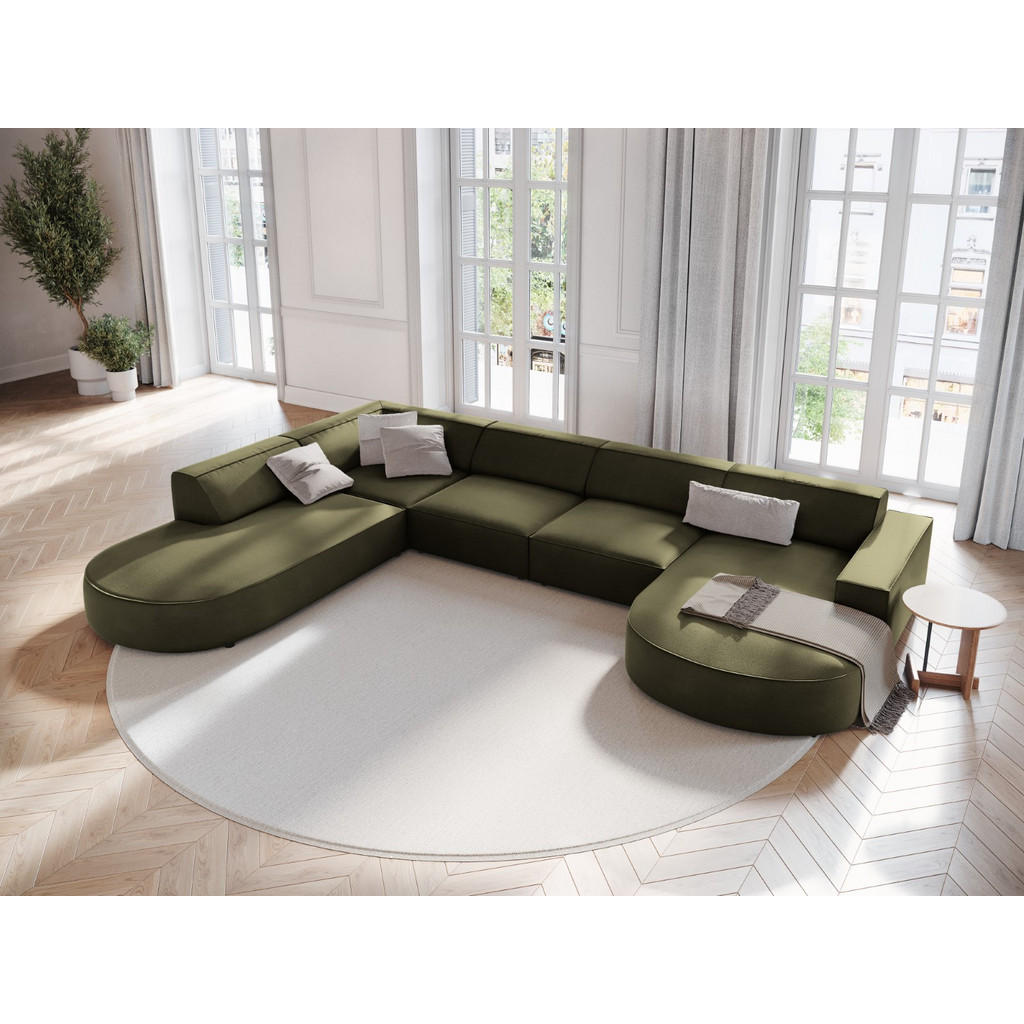 Thumbnail - Micadoni Panoramasofa, Grün, Textil, 7-Sitzer, U-Form, 262x70x364 cm, Hergestellt in Europa, Oeko-Tex®, Wohnzimmer, Sofa...