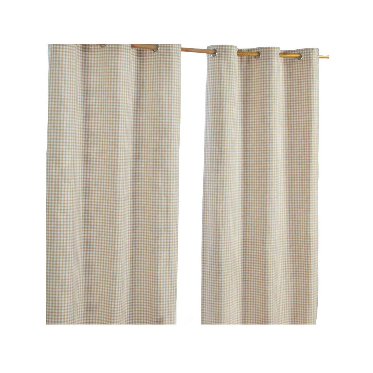 ÖSENVORHANG Vichy-Karo blickdicht 2er-Set, 117/137 cm - Beige, Textil (117/137cm) - Homescapes