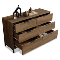 SIDEBOARD Holzoptik Eichenstil,mit 6 Schubladen und verstellbare Füße - Eichefarben/Schwarz, Holzwerkstoff/Metall (120/76/40cm) - EVRYAE