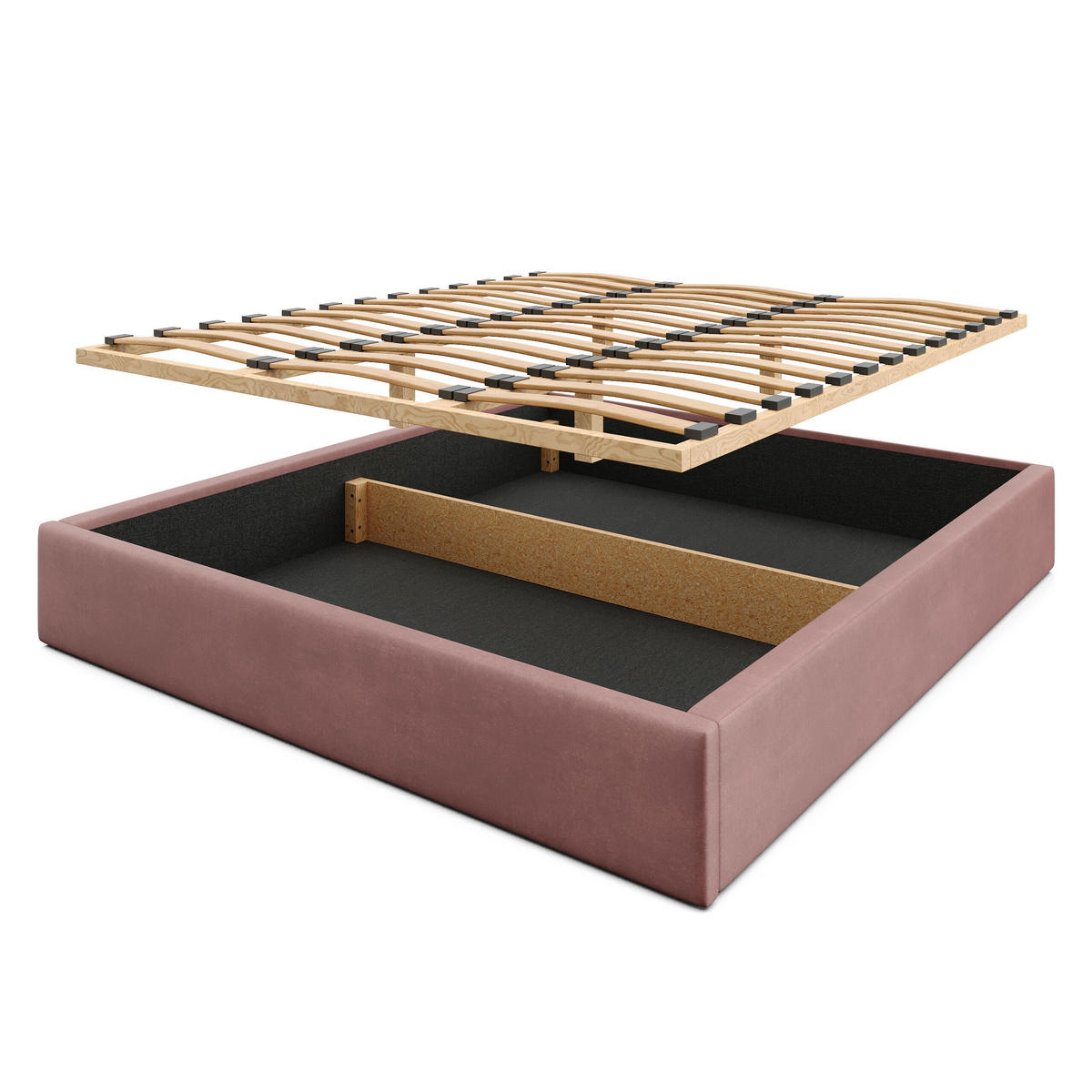 POLSTERBETT 180x200cm Bett mit Stauraum Lattenrost Altrosa - Altrosa, Holz/Holzwerkstoff (180/200cm) - Muralo