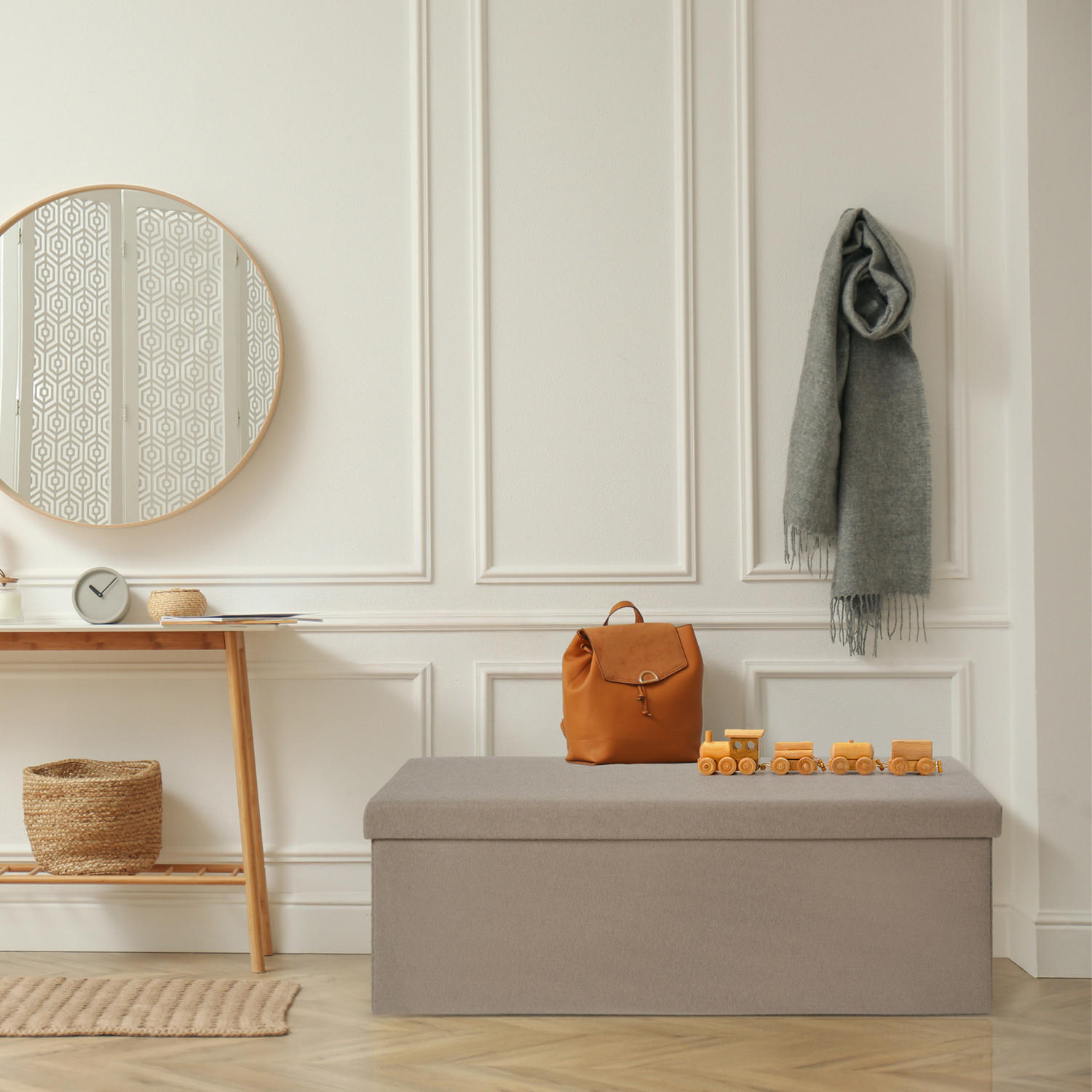 SITZBANK 110/38/38 cm, faltbar, Taupe - Taupe, Kunststoff (38/38/110cm) - Laleni