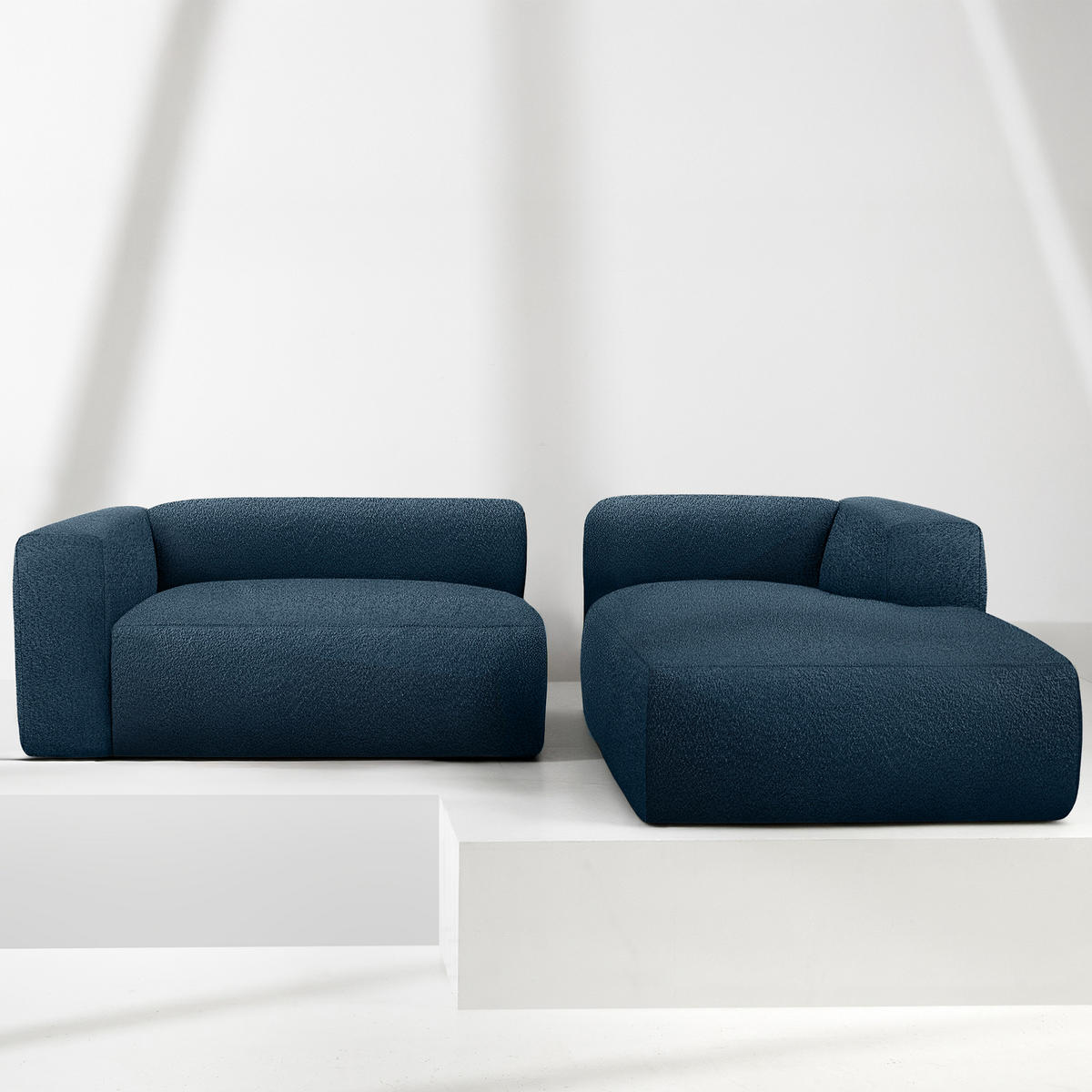 ECKSOFA RECHTS BUFFO, Marineblau - Dunkelblau, Holz/Holzwerkstoff (225/176cm) - KONSIMO®