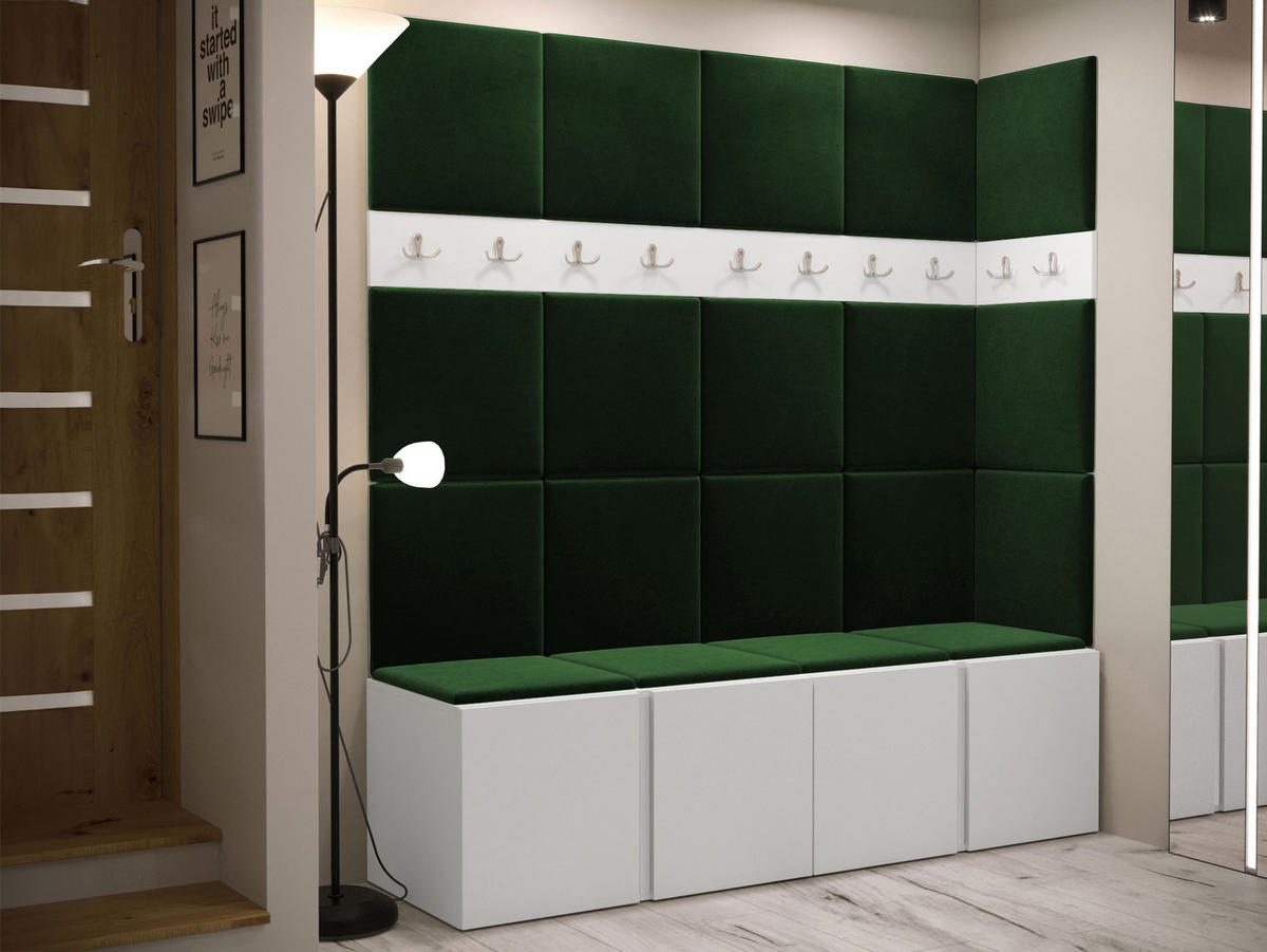 MOBILIER PENTRU HOL Orion II - alb/verde, material plastic/compozit lemnos (168/186/46cm) - MIRJAN24
