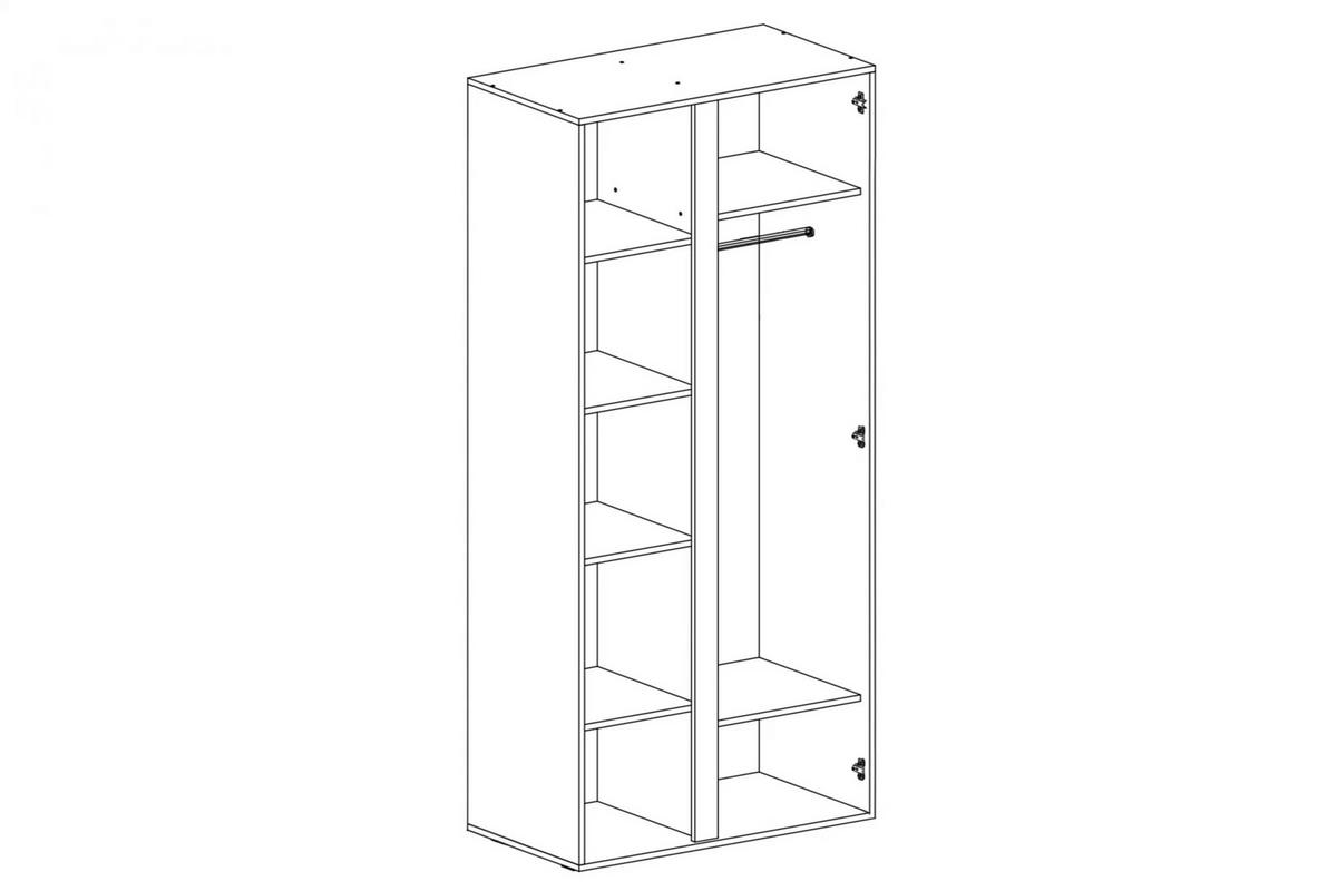 KINDERKLEIDERSCHRANK LIBU 03 zweitürig 90/50/195 in Sandbeige / Geölte Eiche - Eichefarben/Beige, Holzwerkstoff (90/195/50cm) - Deine Möbel 24