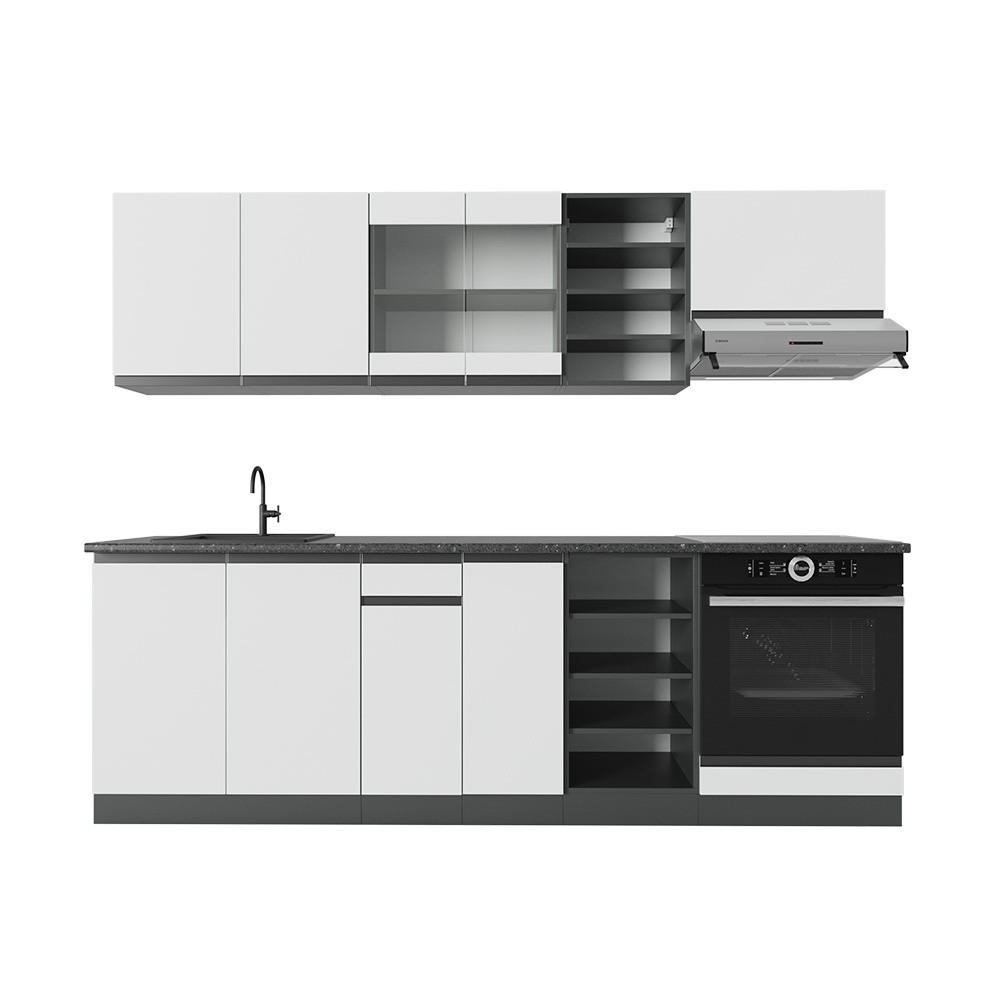 KUHINJSKI BLOK R-Line Bela/antracitna 240 cm , DP Antracit - bela, leseni material (240/81.6/60cm) - Vicco