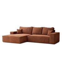 ECKSOFA MIT SCHLAFFUNKTION Modo Grau Chenille-Stoff - Links Seite - Rostfarben/Schwarz, Holz/Holzwerkstoff (185/294cm) - Maison de Reve