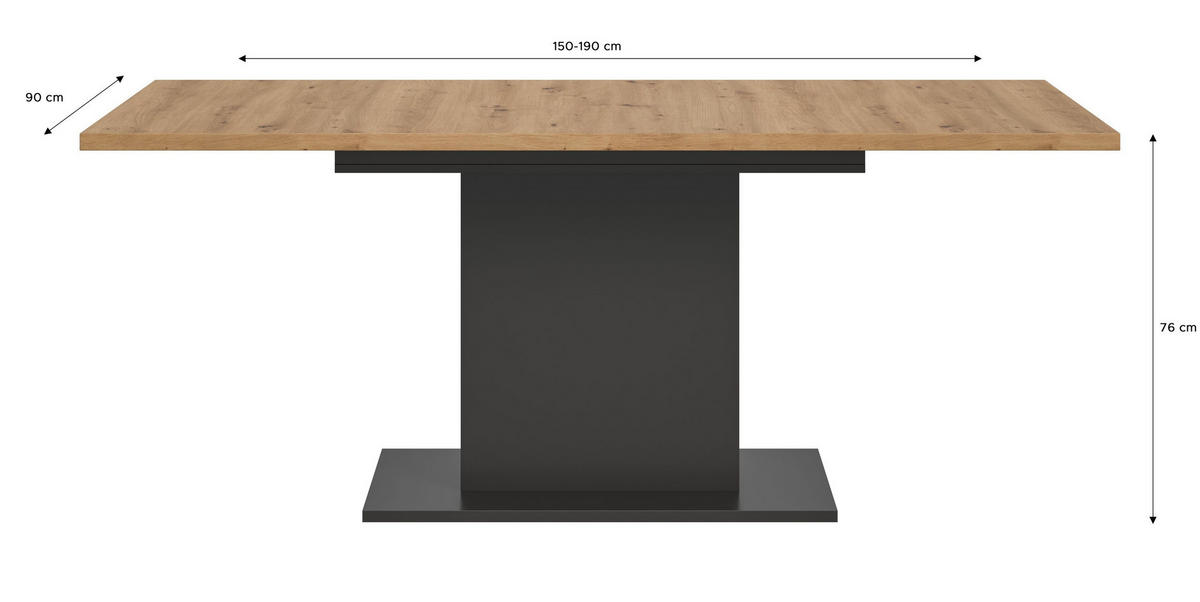 ESSTISCH MOTION (B/H/T: ca. 150/76/90 cm) in grau/Artisan Oak Nachbildung - Grau, Holzwerkstoff (90/150/76cm)