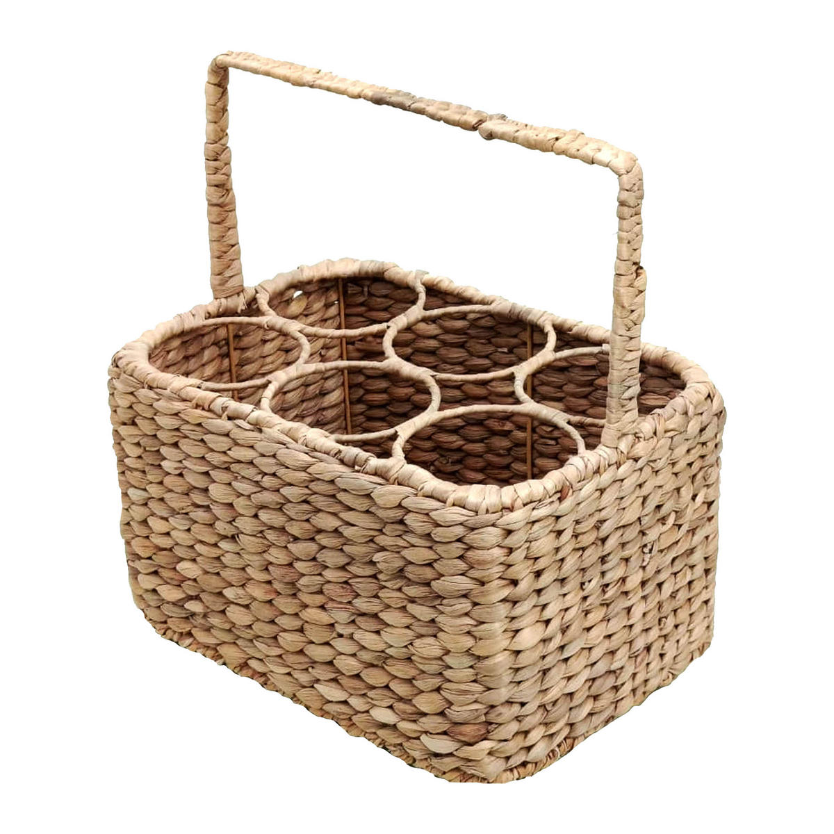 FLASCHENKORB - Hellbraun, Textil/Metall (32/34/22cm) - Relaxdays