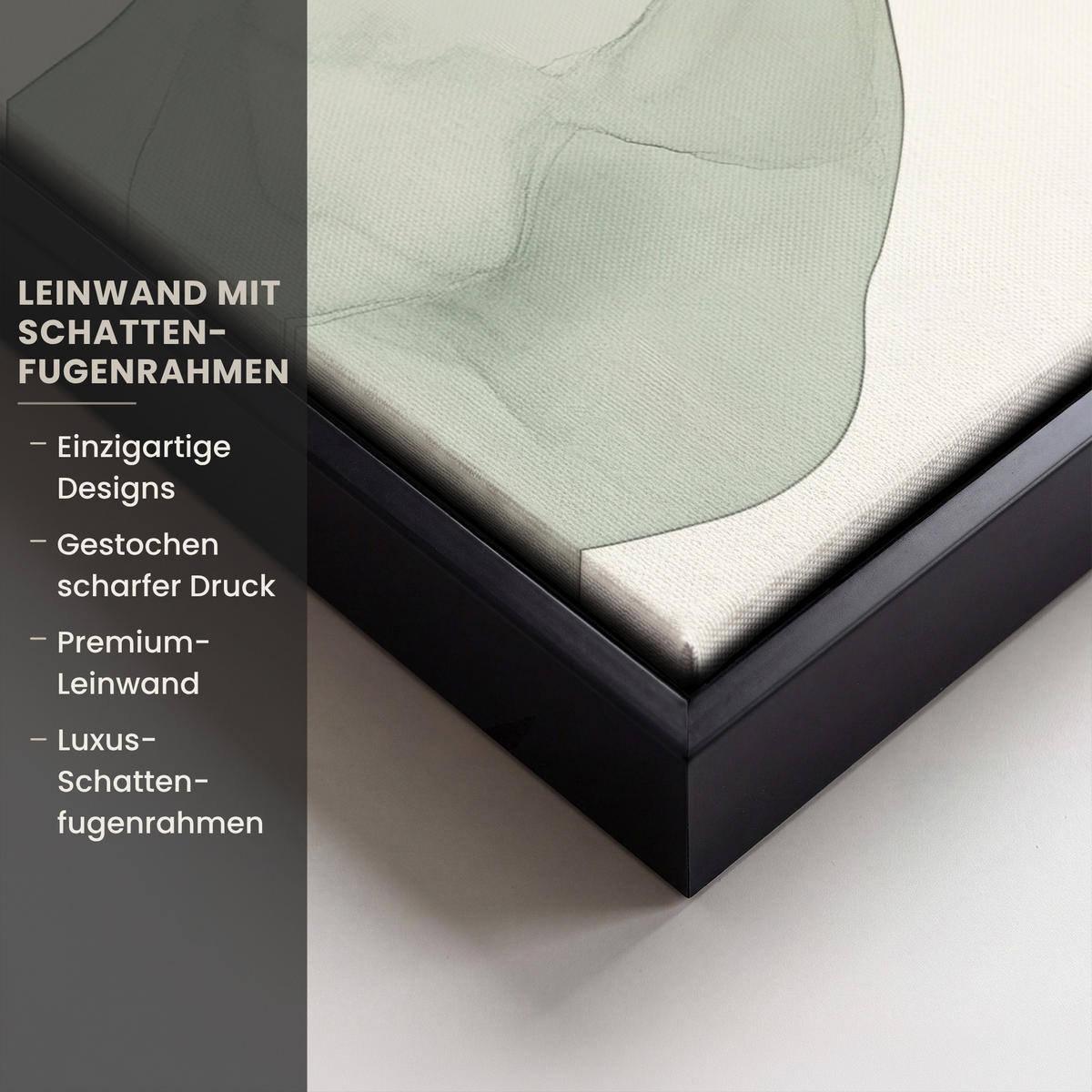 LEINWAND Bilder mit Rahmen - Japandi - Abstrakt - Grün - 30x40 - Salbeigrün, Textil (30/40cm) - MuchoWow