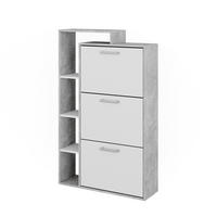 SCHUHKOMMODE Orlando Beton 80 x 128.3 cm mit 3 Fächern - Schieferfarben/Weiß, Holzwerkstoff (80/128.3/24.2cm) - Vicco