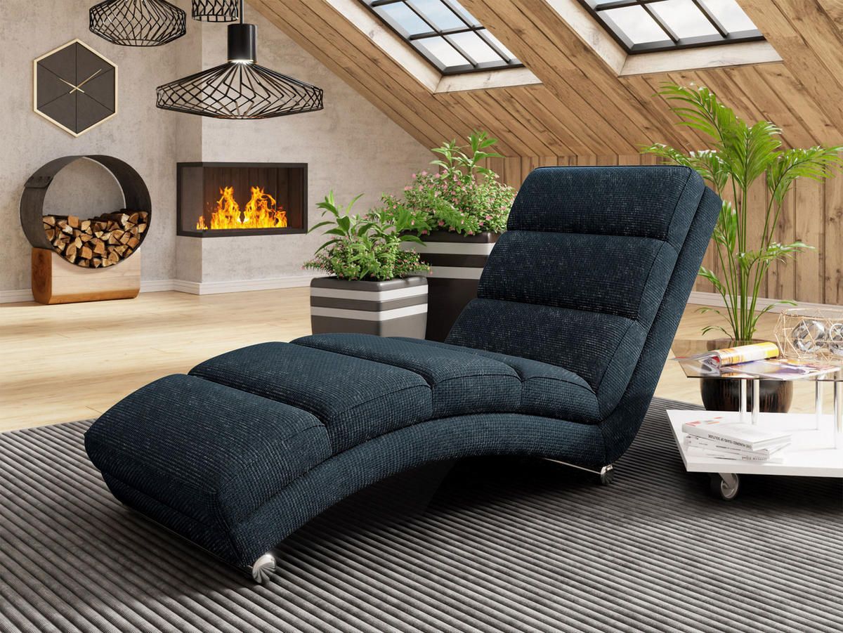 RELAXLIEGE Holiday Premium - Chromfarben/Blau, Holz/Textil (62/84/180cm) - MIRJAN24