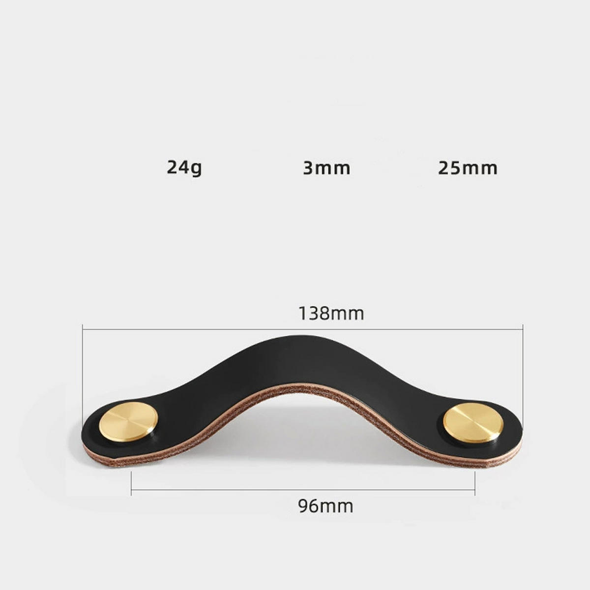 MÖBELGRIFF Schwarz 4er-Set 96 mm Leder - Schwarz, Metall (2/1/9.6cm)