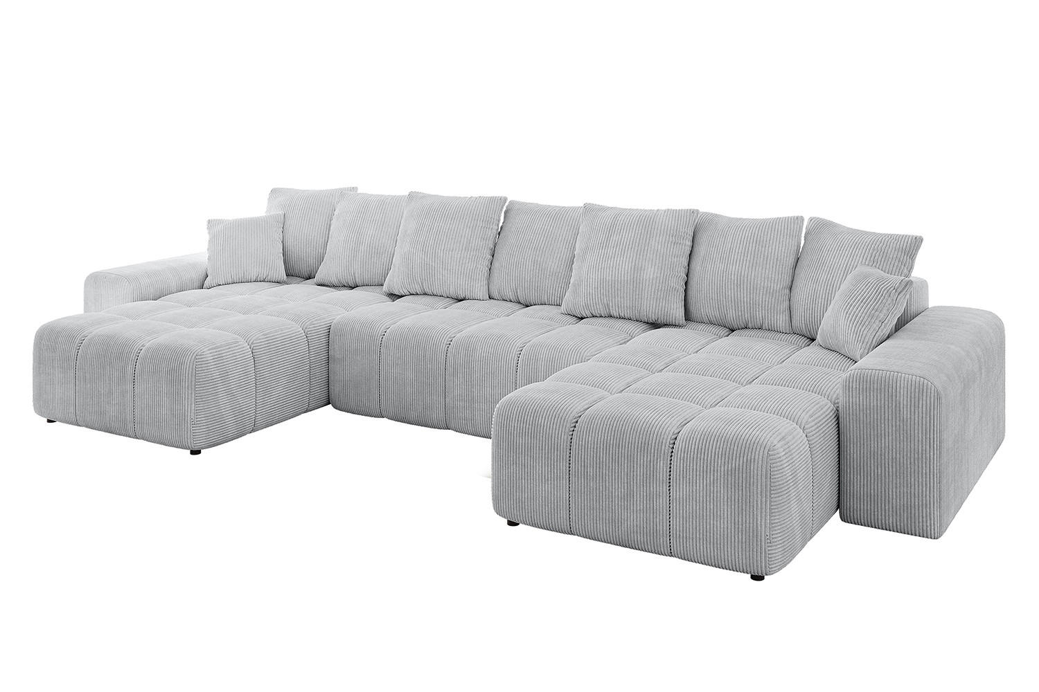 WOHNLANDSCHAFT ENIL-U 390x175x84 Grau Cord - Grau, Holzwerkstoff/Kunststoff (390/84/175cm) - ALTDECOR