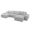 WOHNLANDSCHAFT ENIL-U 390x175x84 Grau Cord - Grau, Holzwerkstoff/Kunststoff (390/84/175cm) - ALTDECOR