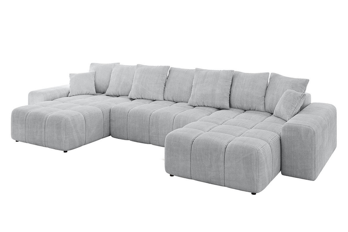 WOHNLANDSCHAFT ENIL-U 390x175x84 Grau Cord - Grau, Holzwerkstoff/Kunststoff (390/84/175cm) - ALTDECOR