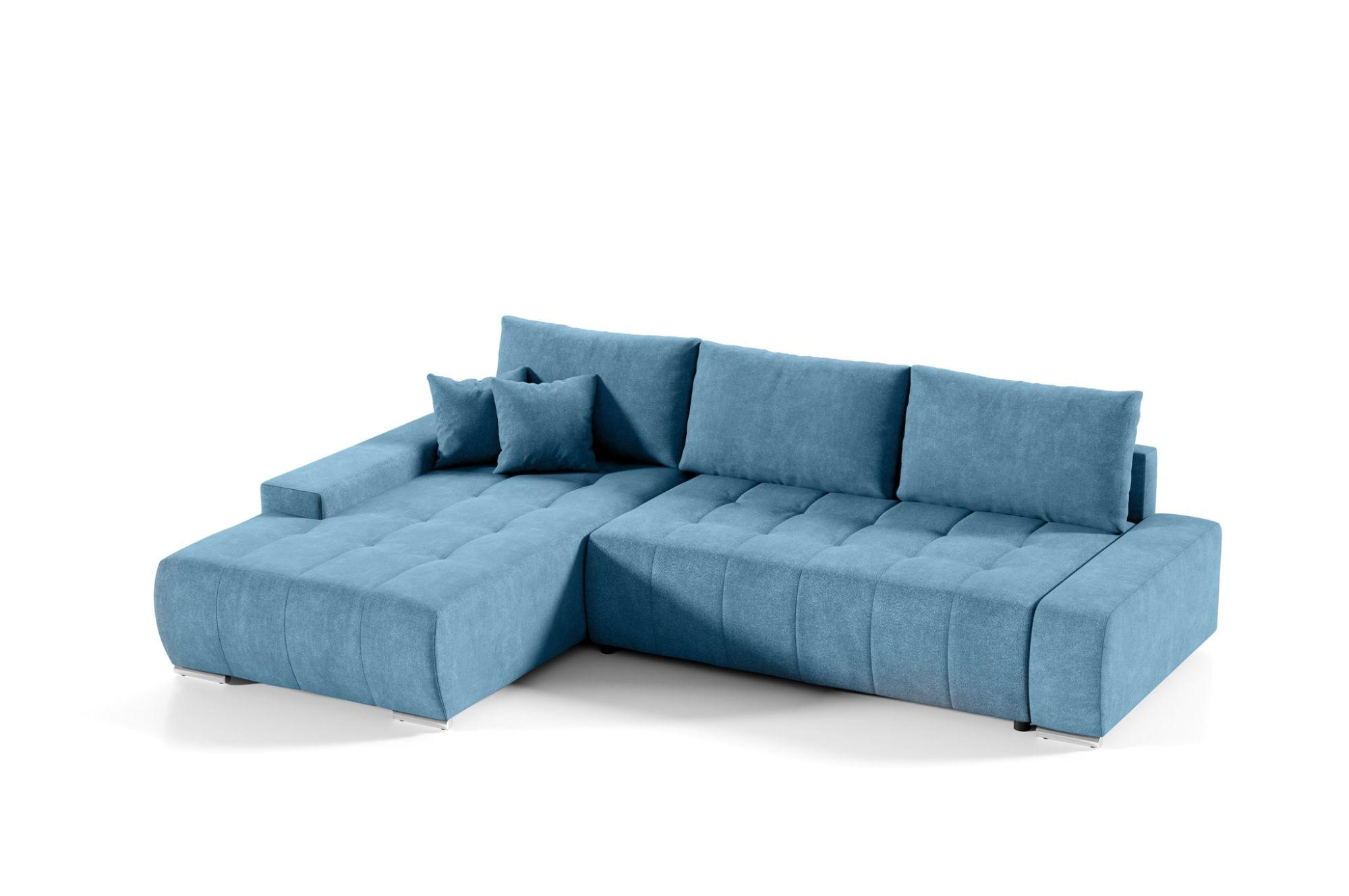 ECKSOFA Vogar In Aston - Hellblau, Holzwerkstoff/Textil (265/185cm) - Fun Möbel